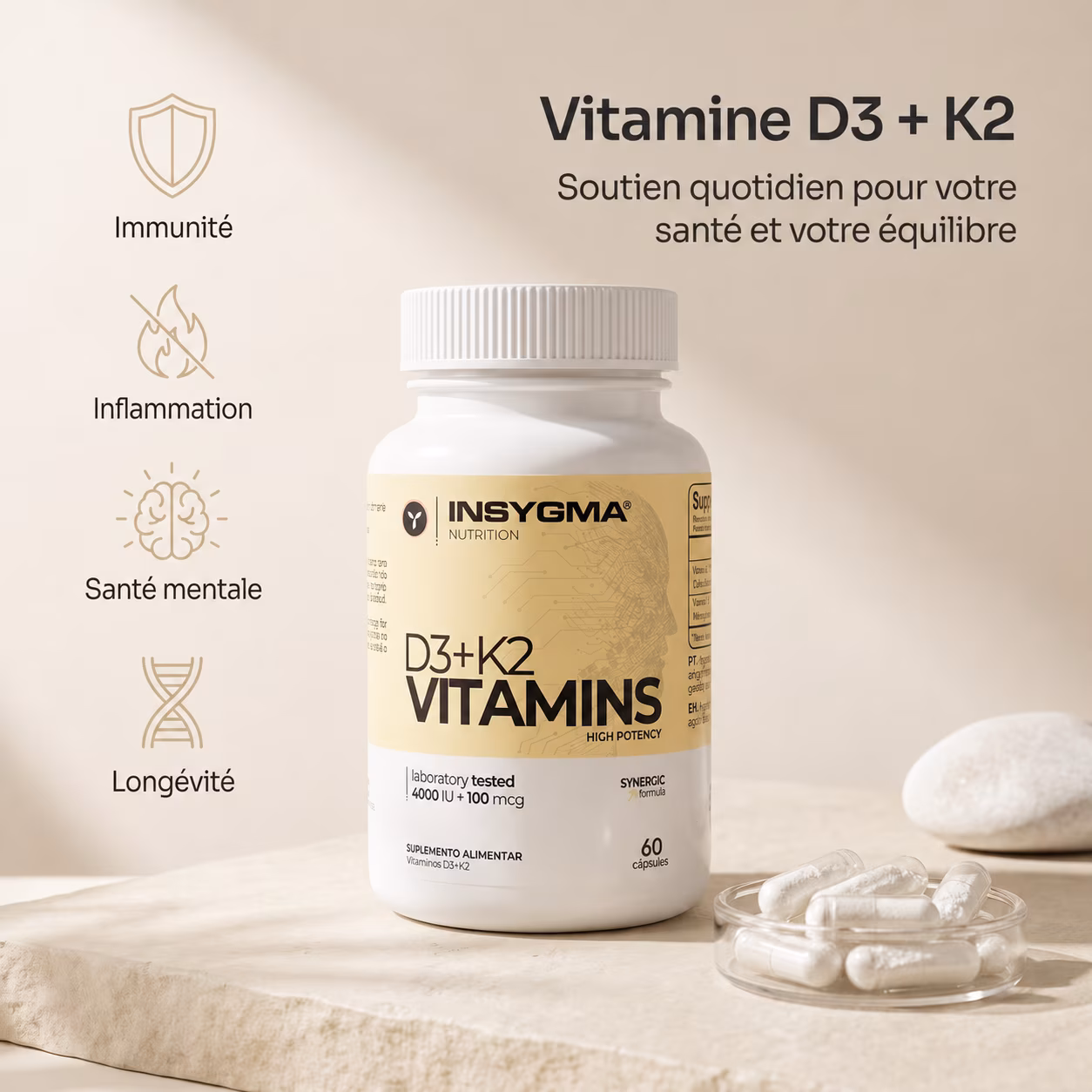 Vitaminas D3 4000IU + K2 100mcg – Image 2